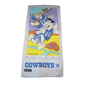 VTG 1993 Flintstone Dallas Cowboys Beach Towel Bath Towel NFL Fred Flintstone